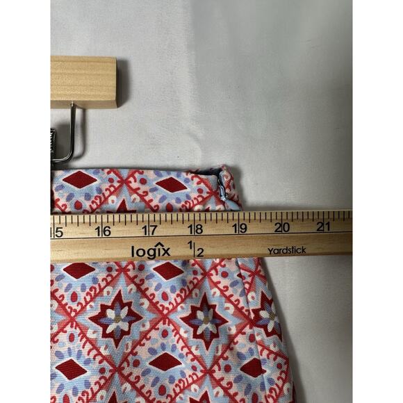 Talbots Mini Skirt Womens Sz 16 Cottagecore Geometric Red White Blue July 4th - Picture 2 of 9